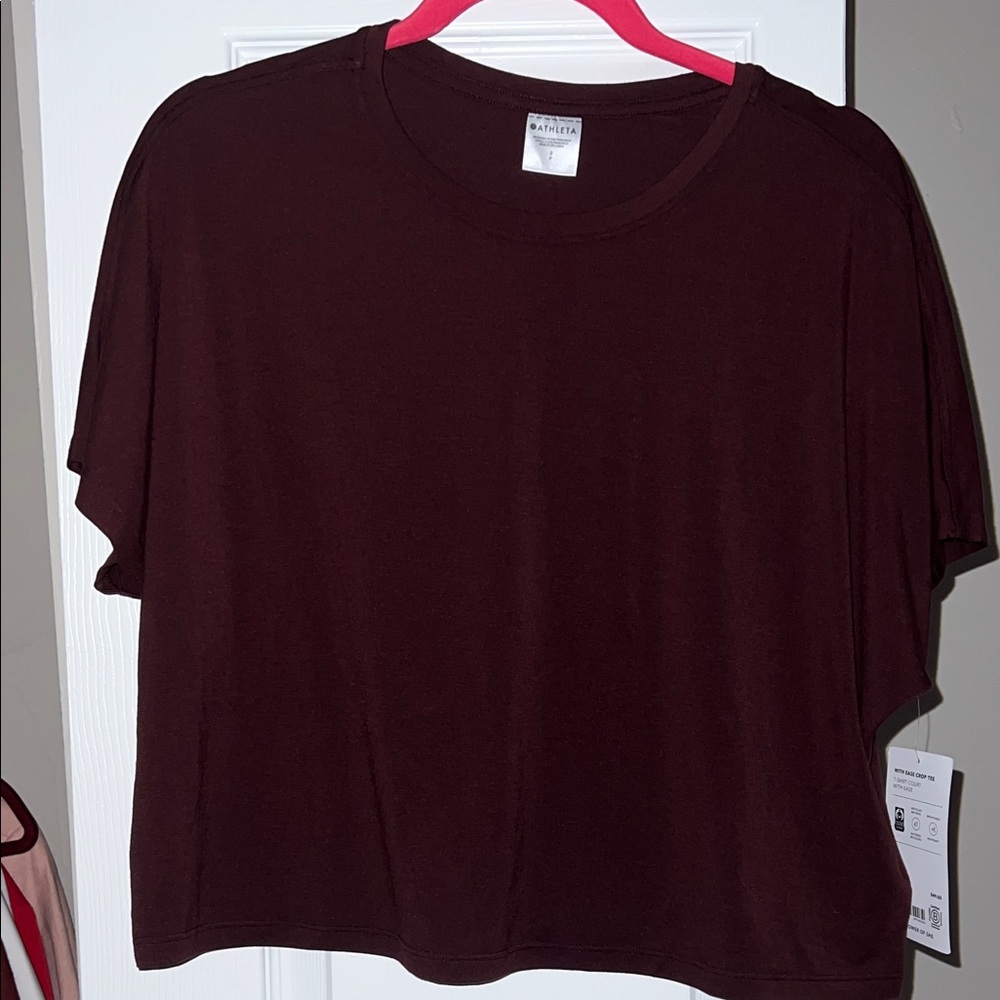 Athleta Burgundy Short Sleeve Top